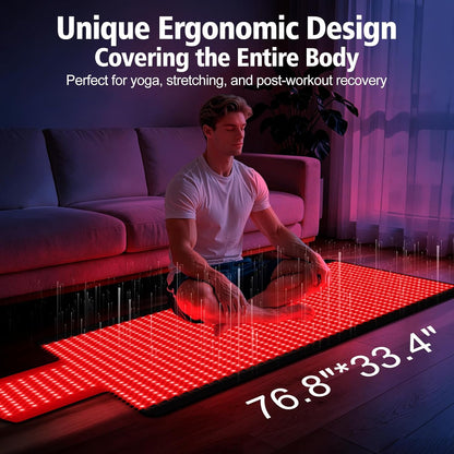 Red Light Therapy Mat for Full Body, Red Light Therapy Blanket, 2 in 1 Leds (660Nm & 850Nm) Leds for Home Use, 3 Modes & Adjustable Timer, 76.8'' X 33.4''