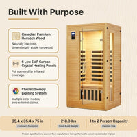 2024 Upgrade 1 to 2 Person Infrared Sauna, Low EMF Infrared Sauna for Home, Indoor Sauna Room, Hemlock Wooden Far Infrared Sauna, Dry Sauna with Bluetooth Speakers, LED Reading and Chromotherapy Lamp — Results & Stats