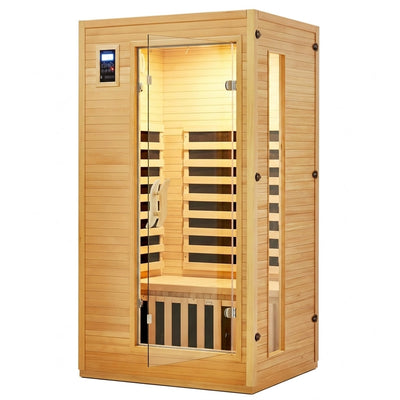 Infrared Sauna Designed for Home Wellness, 2-Person Capacity, Low EMF Carbon Panels, Hemlock Wood, Bluetooth