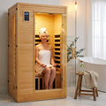Infrared Sauna Designed for Home Wellness, 2-Person Capacity, Low EMF Carbon Panels, Hemlock Wood, Bluetooth