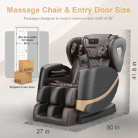 Massage Chair Full Body, Zero Gravity Massage Chair with 10 Fix Rollers, Heating, Foot Massage, Bluetooth Speaker, Touch Screen Controller, Fit Office and Home, Black