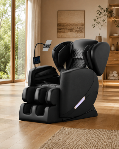 Massage Chair, Full Body Zero Gravity Massage Chair Electric Recliner Chair with Airbag Massage, Heat, Retractable Footstool, Bluetooth Audio Connection and Portable Stand, Black