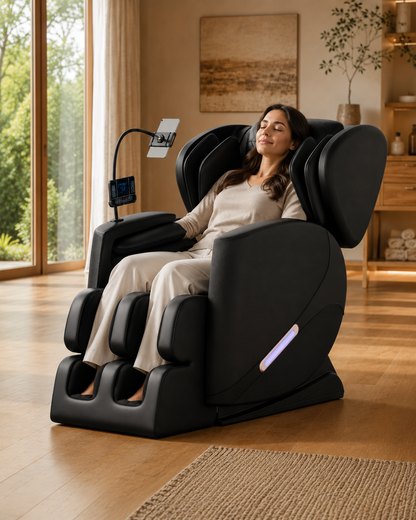 Massage Chair, Full Body Zero Gravity Massage Chair Electric Recliner Chair with Airbag Massage, Heat, Retractable Footstool, Bluetooth Audio Connection and Portable Stand, Black