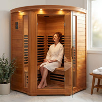 Dynamic Infrared Saunas 4 - Person Indoor Bluetooth Compatible FAR Infrared Sauna in Cedar — Lifestyle