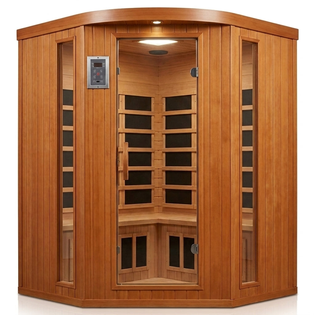 Infrared Sauna Engineered for Deeper Recovery, 4-Person Capacity, Canadian Cedar, Near Zero EMF Technology — Studio Shot