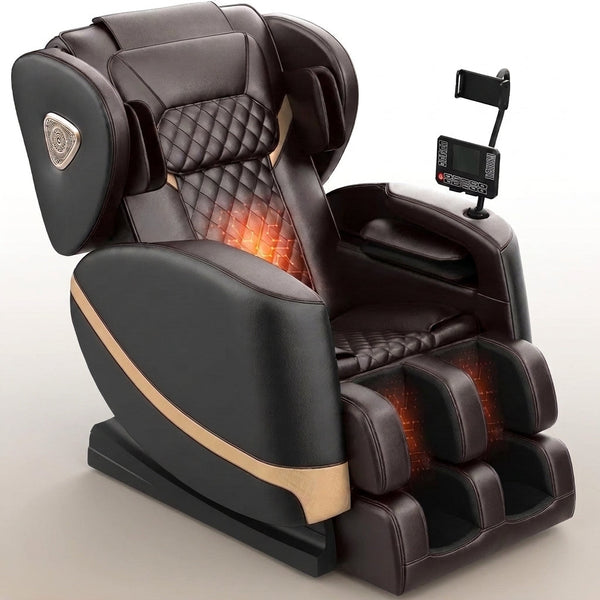Massage Chair Full Body, Zero Gravity Massage Chair with 10 Fix Rollers, Heating, Foot Massage, Bluetooth Speaker, Touch Screen Controller, Fit Office and Home, Black — Studio Shot