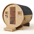 Traditional Barrel Sauna Designed for Year-Round Use, 4-6 Person Capacity, 6KW Electric Heater, Solid Wood Construction