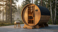 Outdoor Traditional Barrel Sauna | 4-6 Person Wood Sauna, Steam and Wet Sauna with 220V with 6KW Electric Heater, Sauna Stone — Lifestyle