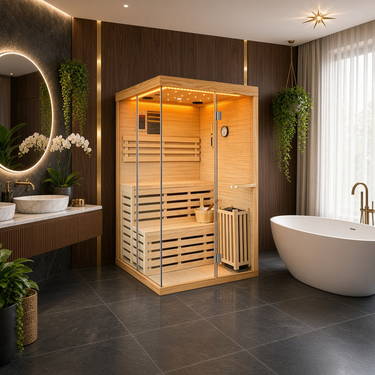 Traditional Steam Sauna,3000W 2-3 Person Indoor Sauna with LED Lights, Waterproof Speakers for Home,Living Room